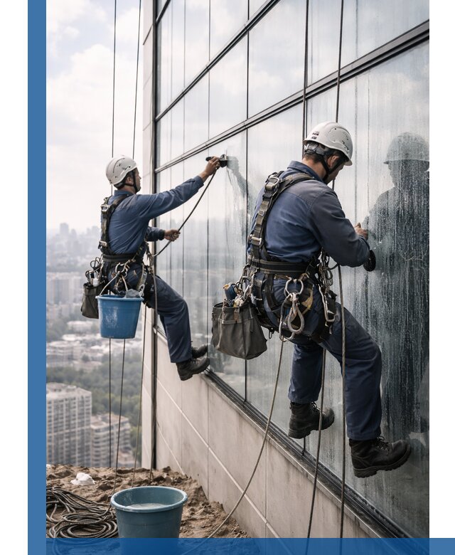 Профессиональная мойка фасадных окон альпинистами в Мценске