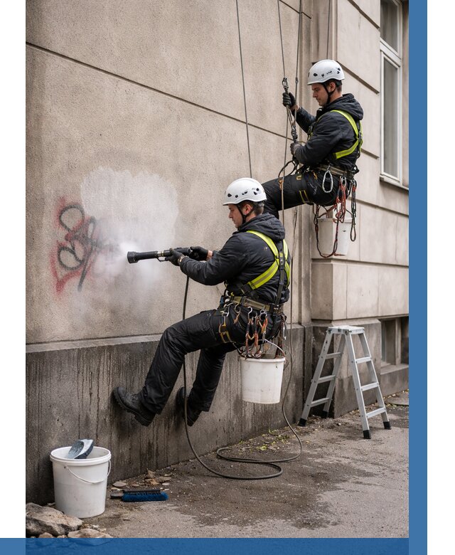 Удаление граффити с фасада в Мценске от 4557 р. | ВЫСОТНИК-Мцн