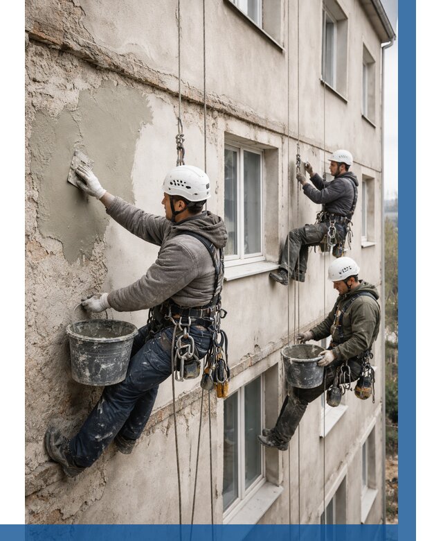 Ремонт штукатурного фасада в Мценске от 760 р. под ключ | ВЫСОТНИК-Мцн