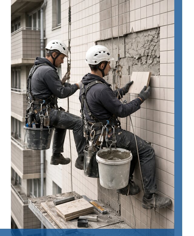 Ремонт облицовки фасада плиткой в Мценске от 1823 р. | ВЫСОТНИК-Мцн