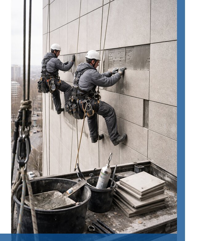 Ремонт фасада из керамогранита в Мценске от 2532 р. | ВЫСОТНИК-Мцн