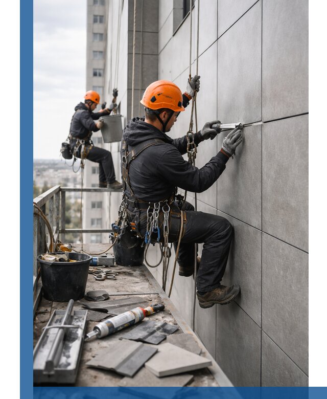 Профессиональный ремонт фасада из керамогранита в Мценске