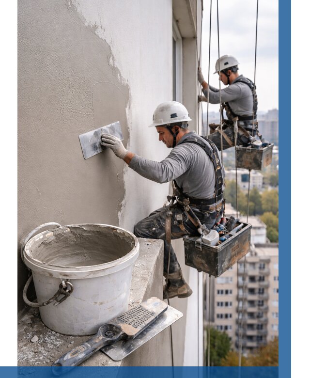 Шпаклевка фасада на высоте в Мценске от 709 р. | ВЫСОТНИК-Мцн