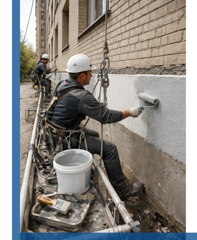 Окраска цоколя здания в Мценске профессионально и надежно