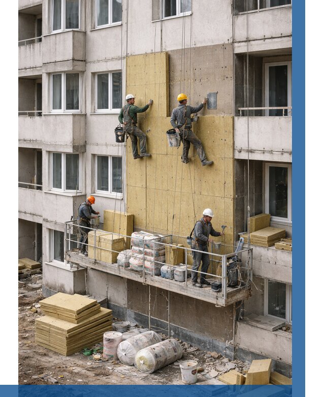 Утепление фасада минватой в Мценске от 1519 р. | ВЫСОТНИК-Мцн