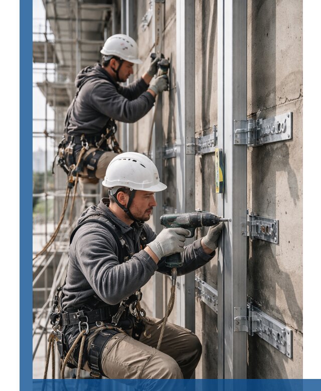 Монтаж и крепление подсистемы вентфасада в Мценске