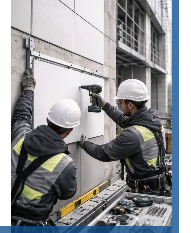 Монтаж композитных панелей фасада в Мценске от 2532 р. | ВЫСОТНИК-Мцн