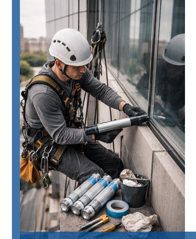 Герметизация стыков витража в Мценске для герметичных фасадов