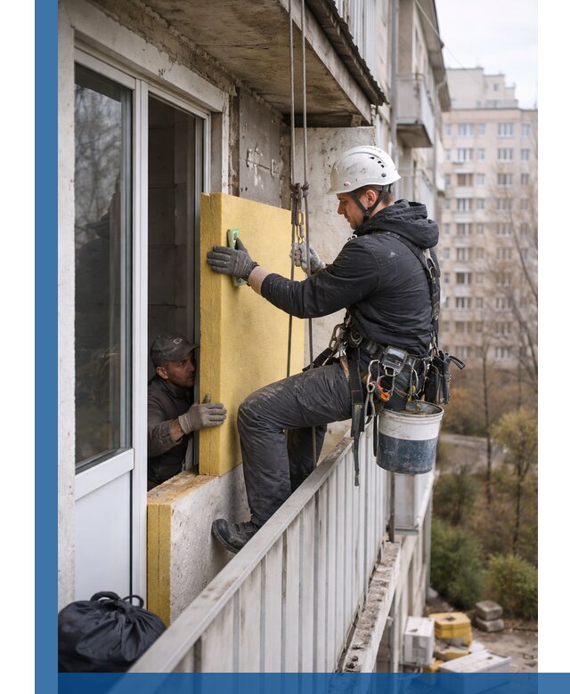 Профессиональное утепление балкона снаружи в Мценске под ключ