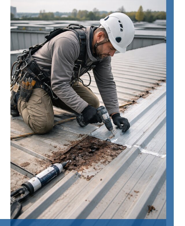 Ремонт профнастила на кровле в Мценске от 709 р. | ВЫСОТНИК-Мцн