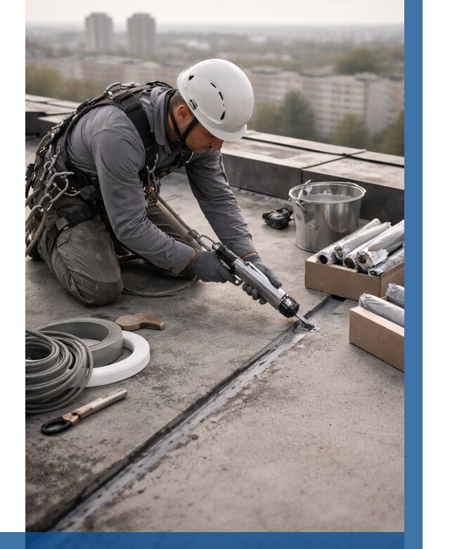 Герметизация швов кровли в Мценске от 456 р./м2 | ВЫСОТНИК-Мцн