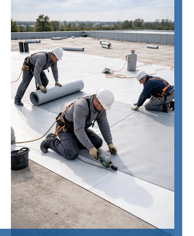 Монтаж мембранной кровли под ключ в Мценске от 1215 р. | ВЫСОТНИК-Мцн