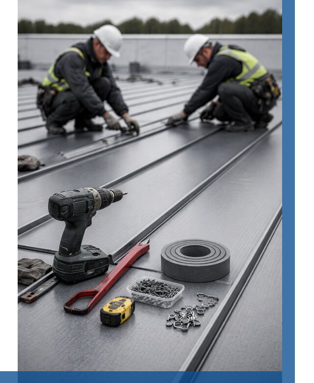 Монтаж фальцевой кровли в Мценске от 1823 р. | ВЫСОТНИК-Мцн