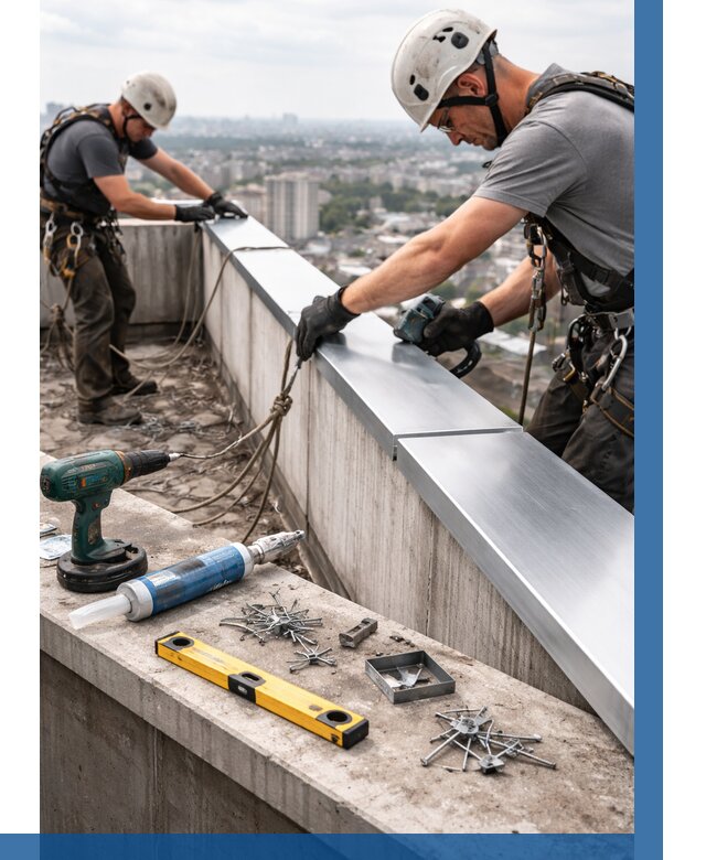 Монтаж парапетных крышек в Мценске от 810 р. | ВЫСОТНИК-Мцн