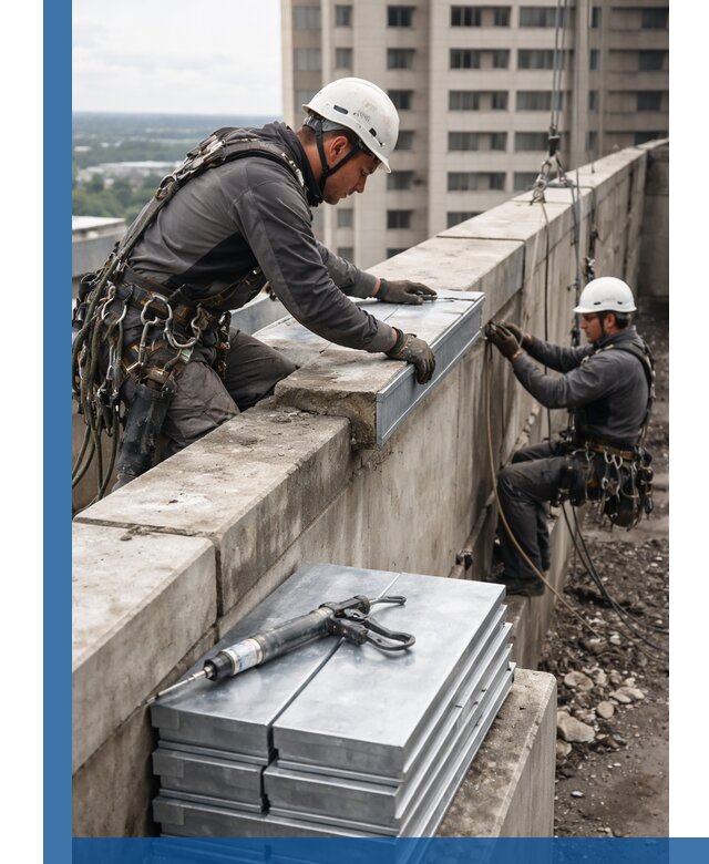 Замена парапетных крышек и установка новых в Мценске