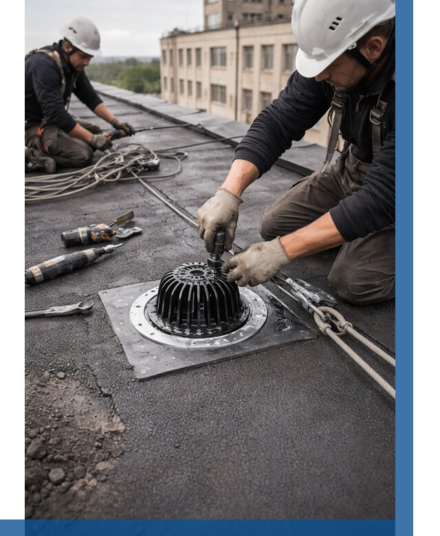 Установка водосточных воронок в Мценске цена от 3544 р. | ВЫСОТНИК-Мцн