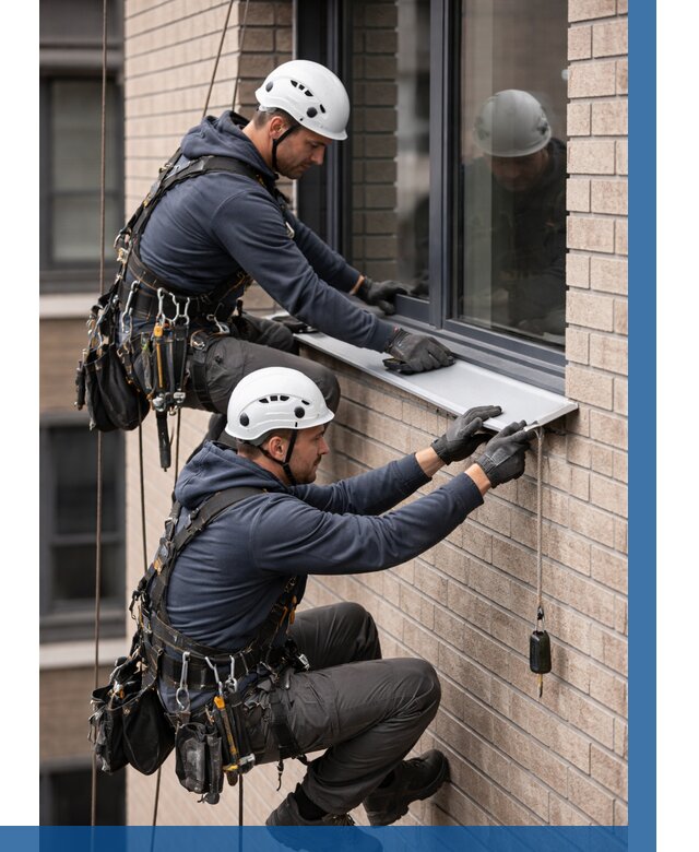 Монтаж оконных отливов под ключ в Мценске от 3544 р. | ВЫСОТНИК-Мцн