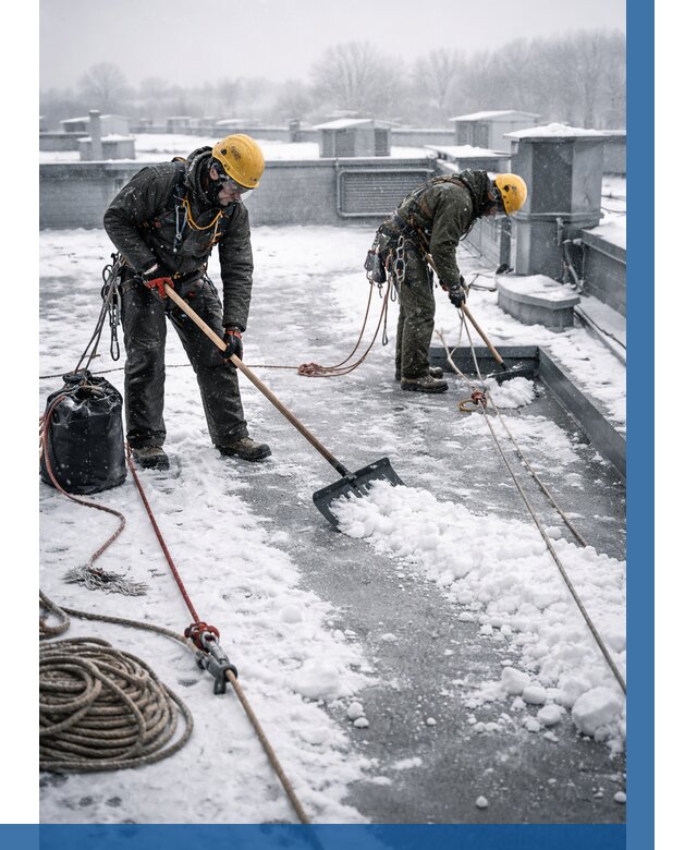 Очистка крыши от снега в Мценске от 7595 р. | ВЫСОТНИК-Мцн