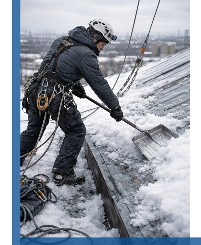 Профессиональная очистка кровли от снега и наледи в Мценске