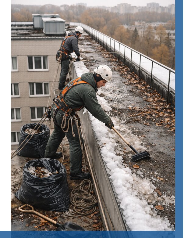 Очистка кровли по периметру в Мценске от 557 р. | ВЫСОТНИК-Мцн