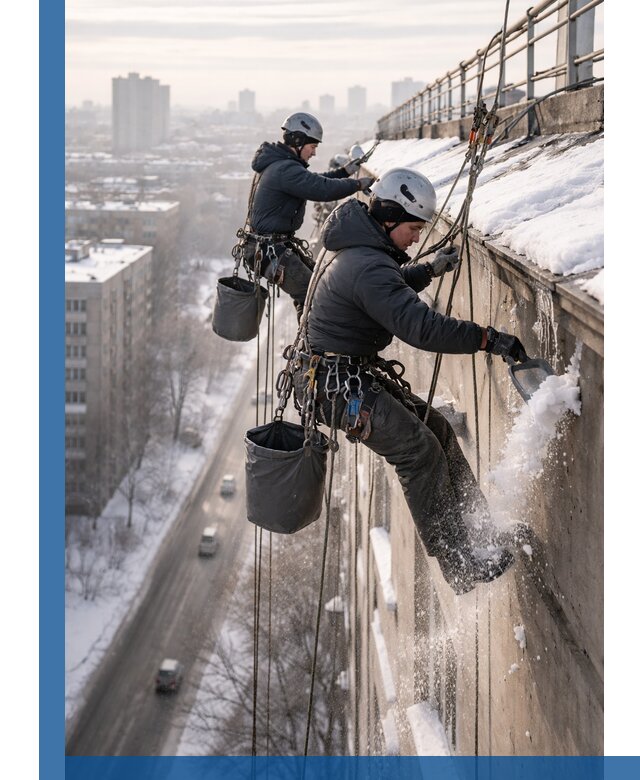 Очистка карнизов от снега в Мценске профессионально и безопасно