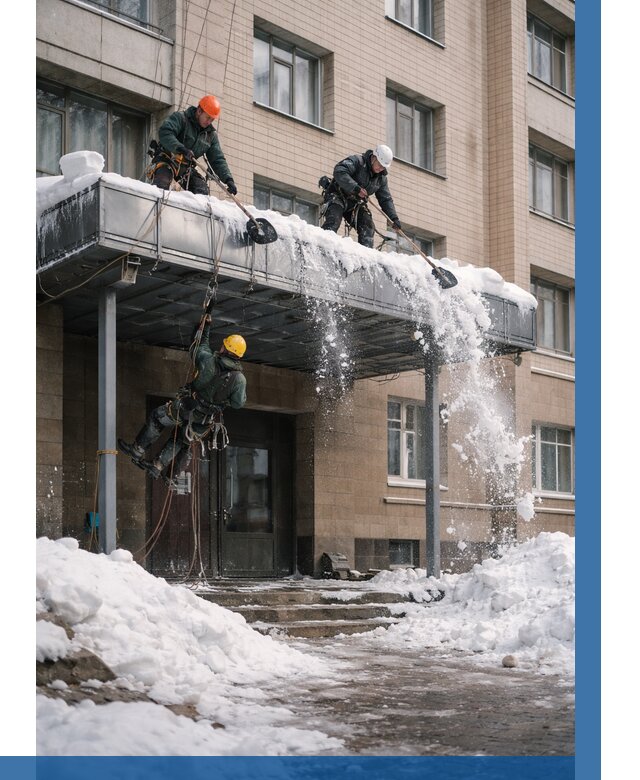 Очистка козырьков от снега в Мценске от 3544 р. | ВЫСОТНИК-Мцн