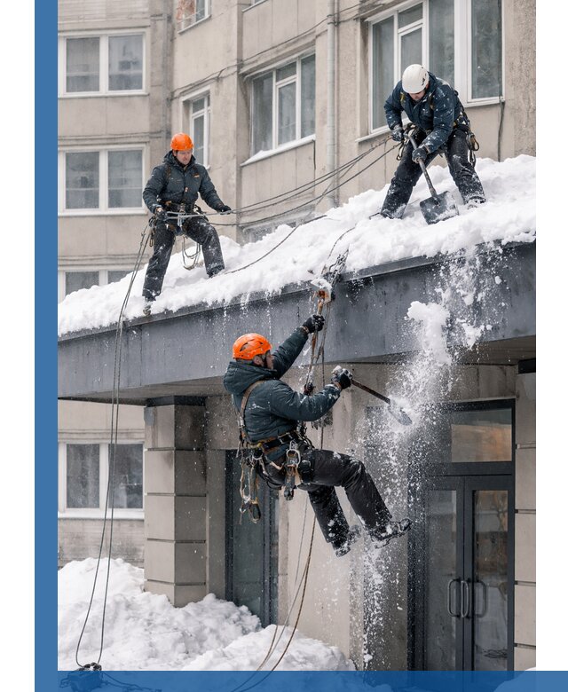 Безопасная очистка навесов от снега в Мценске круглогодично