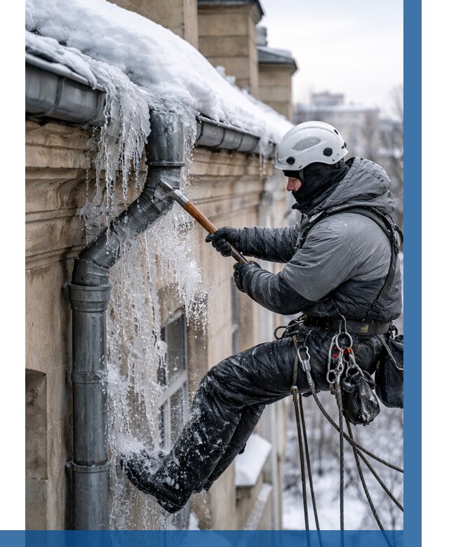 Очистка водостоков от льда в Мценске от 3544 р. | ВЫСОТНИК-Мцн