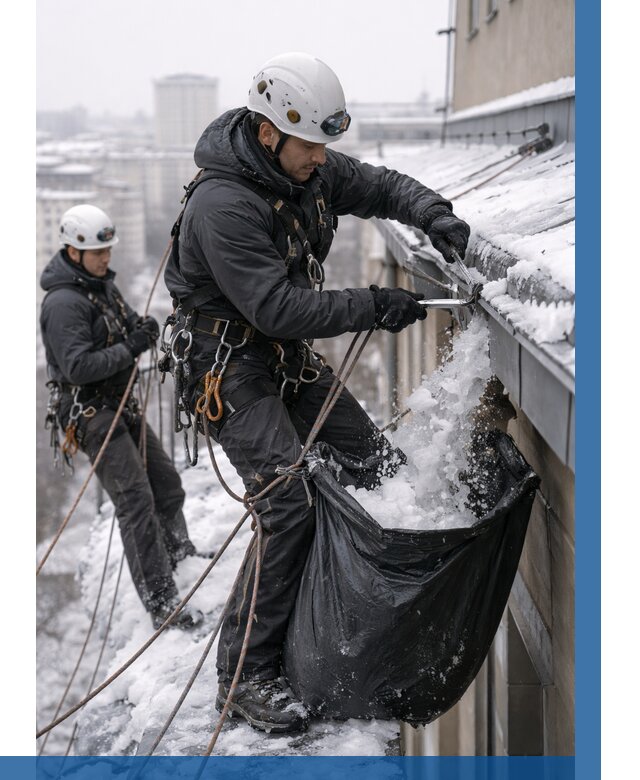 Аварийная очистка крыши в Мценске под ключ от 304 р. | ВЫСОТНИК-Мцн