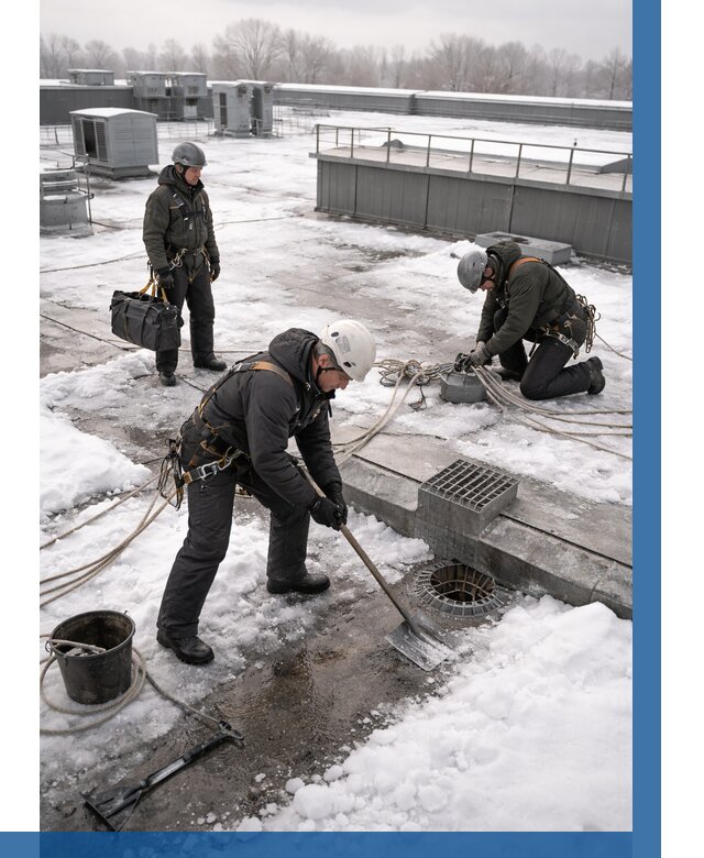 Абонентское обслуживание кровли зимой в Мценске от 8102 р. | ВЫСОТНИК-Мцн