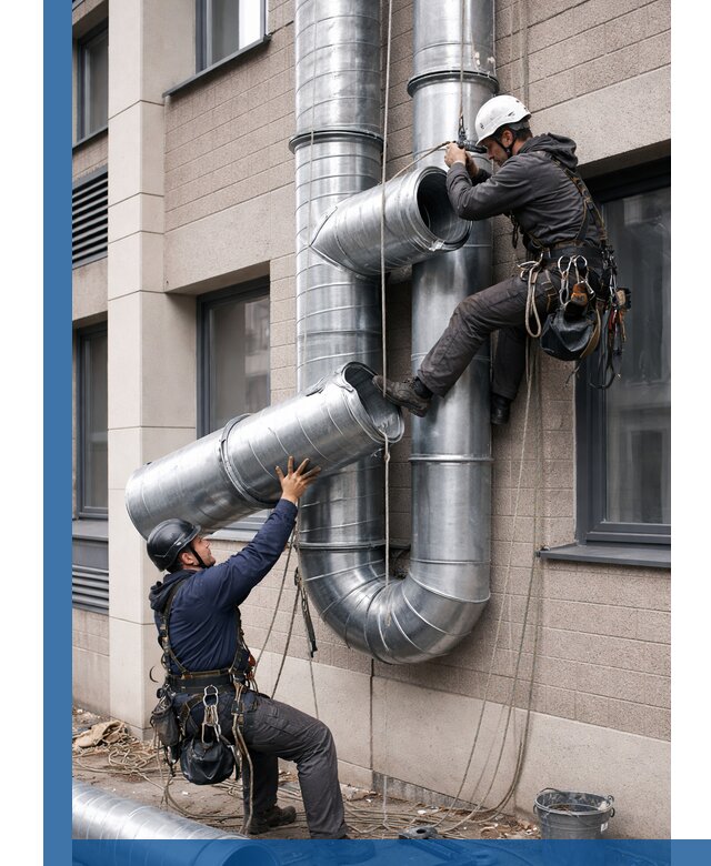 Монтаж фасадных воздуховодов в Мценске с герметизацией и крепежом