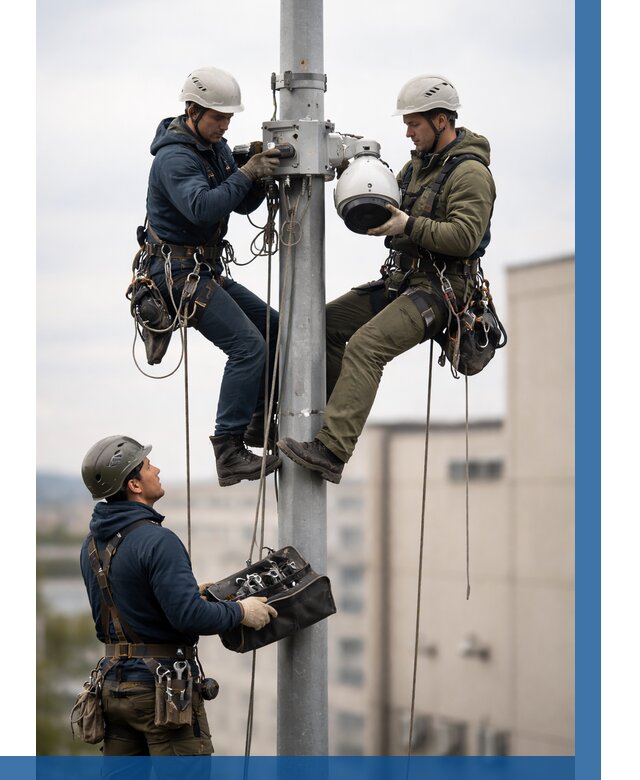 Установка видеокамер на мачте в Мценске от 8608 р. | ВЫСОТНИК-Мцн