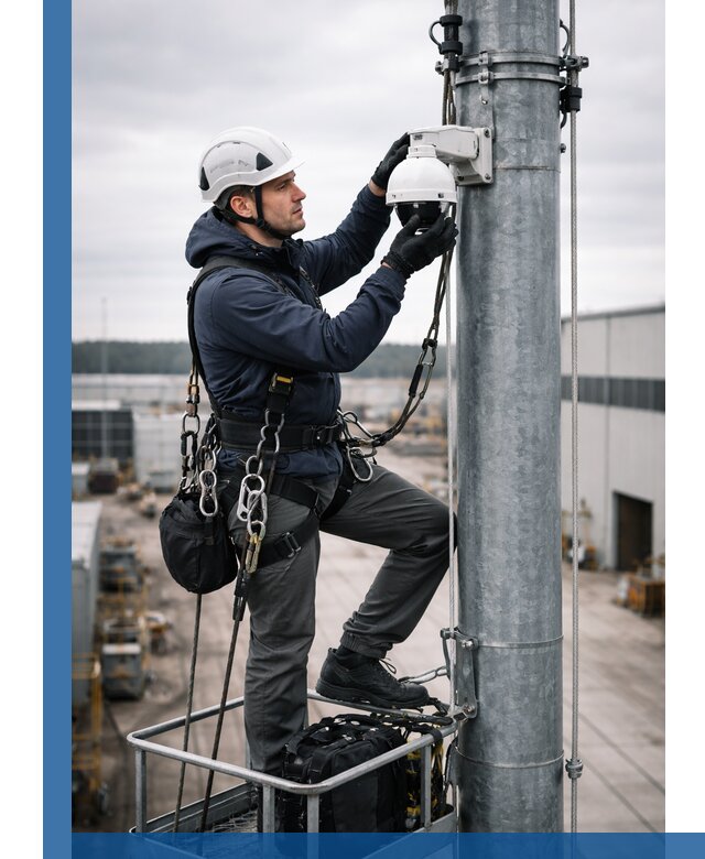 Профессиональная установка видеокамер на мачте в Мценске