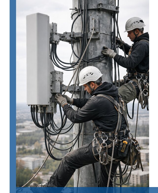 Монтаж оборудования связи на мачте в Мценске с пусконаладкой