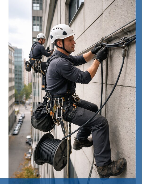 Прокладка кабеля по фасаду в Мценске от 354 р. | ВЫСОТНИК-Мцн