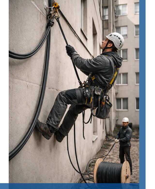 Протяжка кабеля питания на высоте в Мценске от 456 р. | ВЫСОТНИК-Мцн