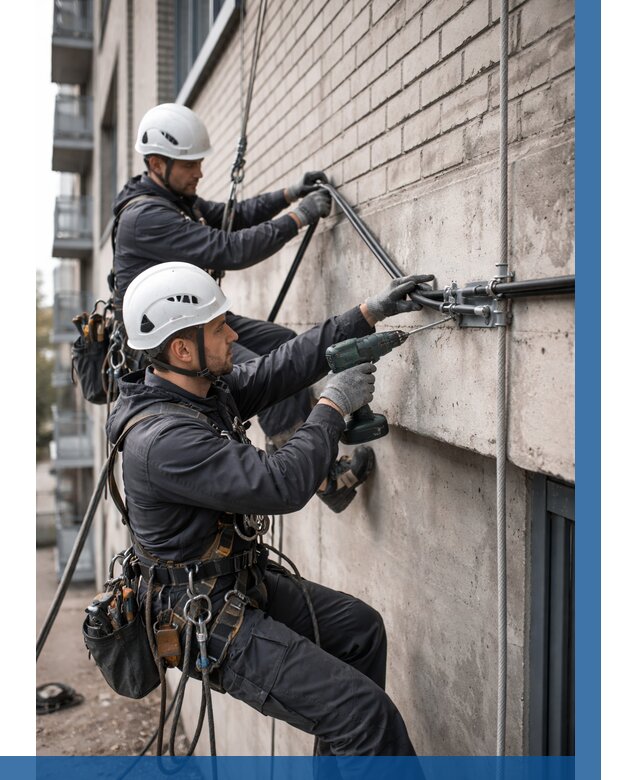 Крепление кабеля на фасаде в Мценске от 354 р. | ВЫСОТНИК-Мцн