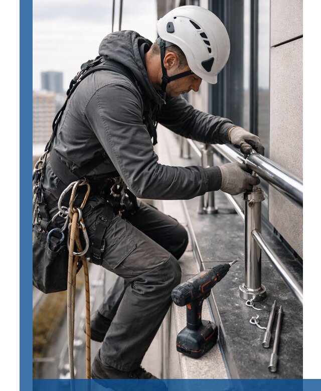 Монтаж ограждений на высоте в Мценске для зданий и конструкций