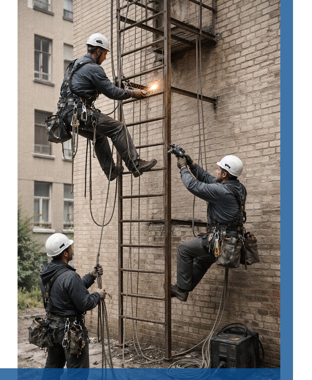 Ремонт пожарной лестницы в Мценске от 7595 р. | ВЫСОТНИК-Мцн