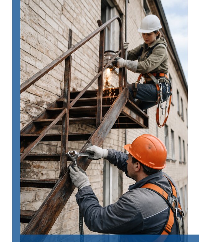 Ремонт и восстановление пожарных лестниц с выездом в Мценске