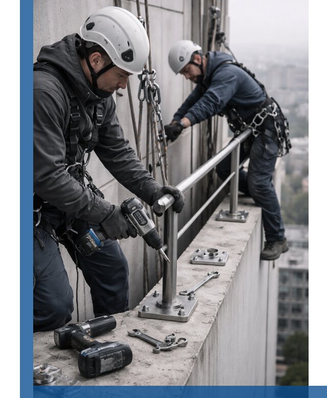 Монтаж перил на высоте в Мценске для жилых и промобъектов