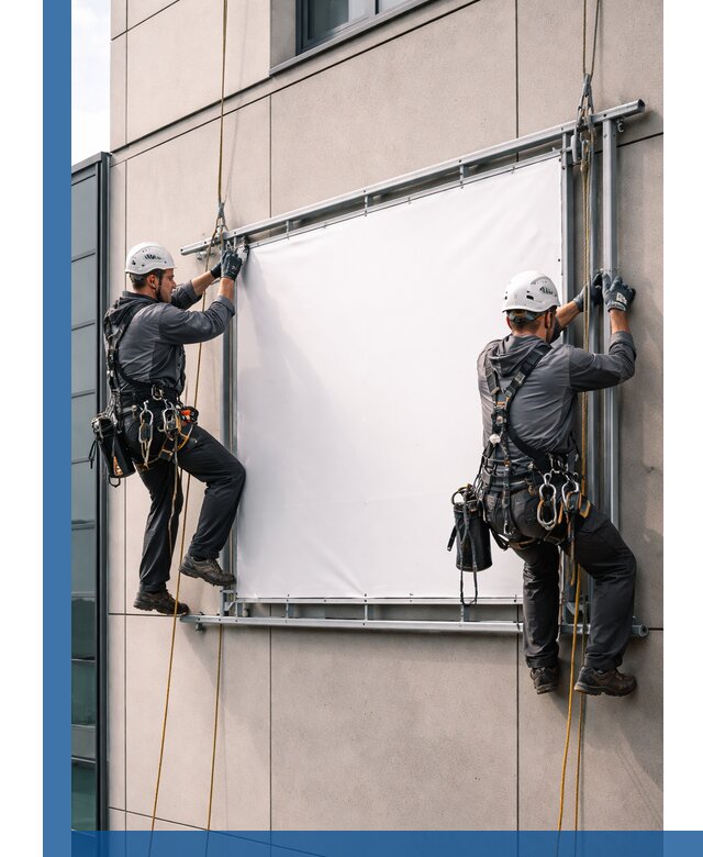 Монтаж наружной рекламной вывески в Мценске под ключ