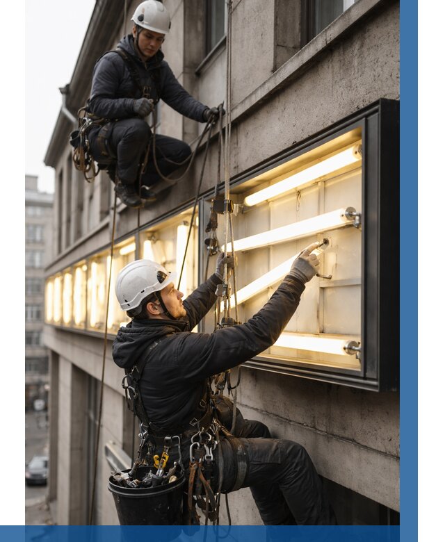 Замена ламп в вывеске в Мценске под ключ от 3544 р. | ВЫСОТНИК-Мцн