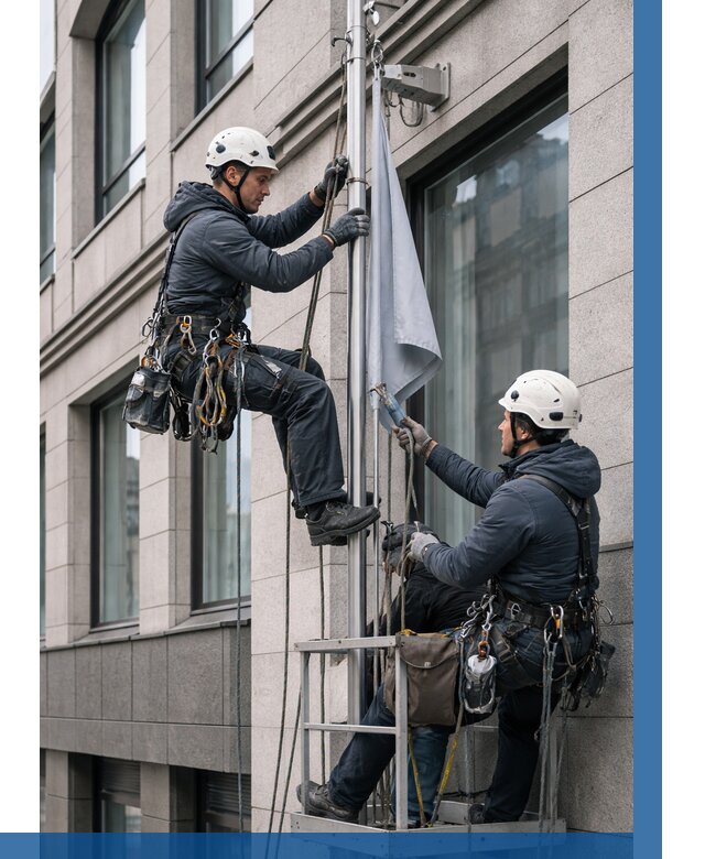 Установка флагов на фасаде в Мценске от 4557 р. | ВЫСОТНИК-Мцн