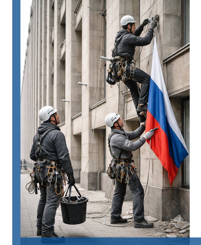 Профессиональная установка флагов на фасаде в Мценске