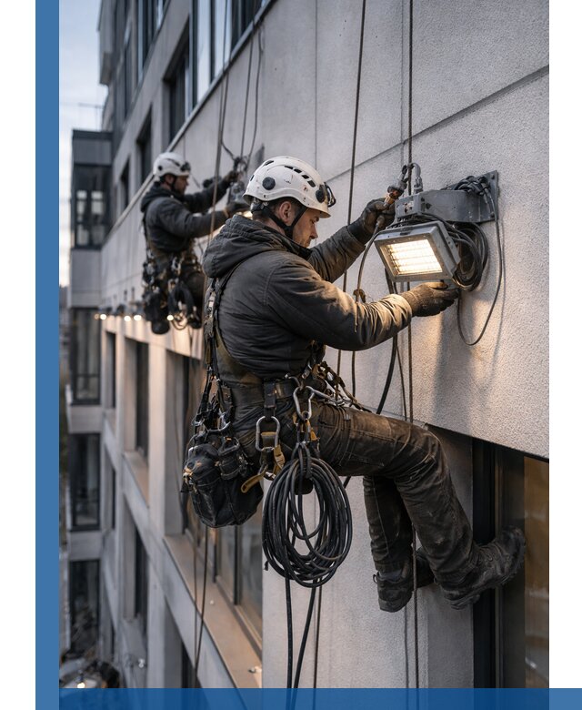 Монтаж фасадного освещения в Мценске установка и подключение