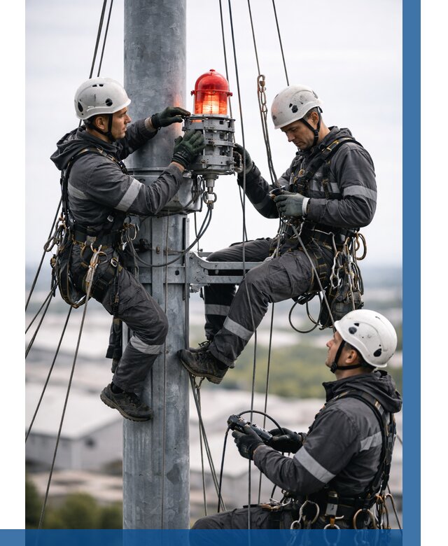 Монтаж заградительных огней в Мценске от 8608 р. | ВЫСОТНИК-Мцн