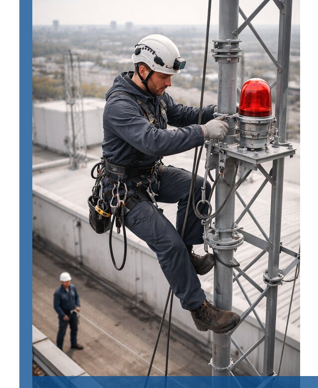Монтаж заградительных огней и обслуживание объектов в Мценске