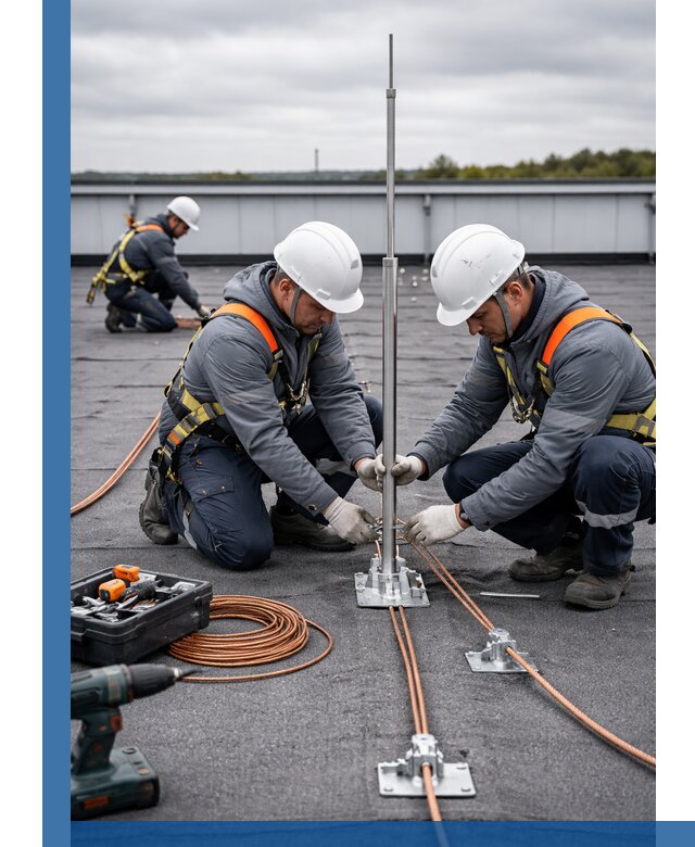 Монтаж молниезащиты на кровле в Мценске под ключ с гарантией