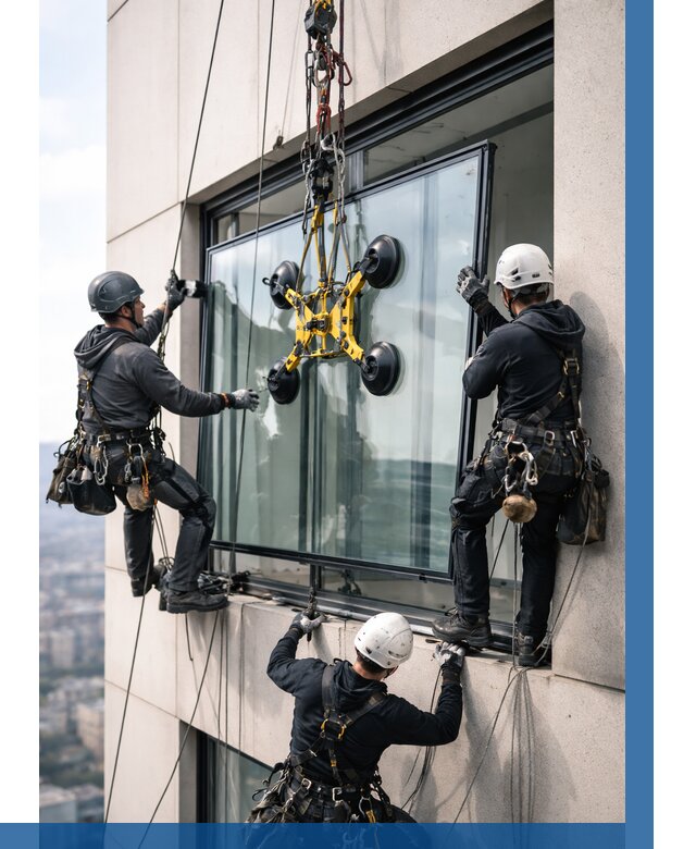 Монтаж стеклопакетов на высоте в Мценске от 3241 р. | ВЫСОТНИК-Мцн